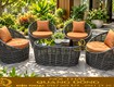 Bàn ghế giả mây QD 2117   Thiết kế đẹp, phù hợp không gian ngoài trời 