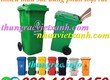 Thùng rác 120 lít nắp kín nhựa HDPE 2 bánh xe   nhiều màu sắc 