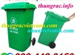 Thùng đựng rác 240 lít nhựa HDPE nắp kín 2 bánh xe   màu xanh lá 
