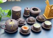 Bộ ấm trà tử sa Bát Tràng của Không gian Gốm Bát Tràng 