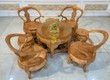 Bộ bàn ghế móc thúng tròn mặt liền 8 món BBG133 