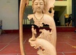 TRanh   Tượng gỗ Diện Phật   Bái Phật cao 40cm 