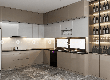 Tủ bếp Acrylic Màu Xám Kết Hợp Tủ Rượu Hiện Đại 