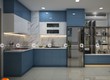 Tủ Bếp Gỗ Công Nghiệp MDF Màu Xanh Phối Trắng Đẹp Tiện Nghi 