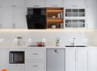 Tủ Bếp Gỗ Công Nghiệp Chữ I Phối Màu Trắng Đẹp Hiện Đại 
