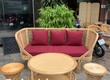 Bàn ghế sofa mây caro nhỏ gọn 