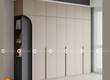 Tủ Quần Áo TAM057 Màu Xám Phối Kệ Góc Bo Vòm 