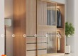 Tủ Quần Áo Gỗ MDF Cửa Lùa Màu Vàng Vân Gỗ Phối Kính Hiện Đại 