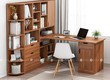 Bàn Làm Việc Tại Nhà Gỗ MDF Màu Nâu Kết Hợp Kệ Sách 