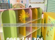 Tủ gỗ đựng chăn gối mầm non, tủ cặp dép trẻ em bằng gỗ 