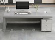 Bàn Giám Đốc Gỗ Công Nghiệp MDF Màu Xám Kết Hợp Tủ Lưu Trữ 