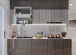 Tủ Bếp Acrylic Bóng Gương Chữ I Màu Xám Hiện Đại 