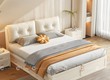 Giường Ngủ Gỗ Công Nghiệp Bọc Đầu Nệm Màu Trắng Có Hộc Kéo 