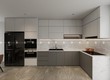 Tủ Bếp Gỗ Công Nghiệp MDF Chữ L Xám Trắng Hiện Đại 