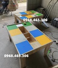 Bàn xếp hình lego bằng gỗ dành cho khu vui chơi trẻ em 
