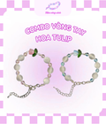 Combo vòng tulip xanh hồng vòng charm vòng đôi phong cách trẻ trung 