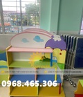 Kệ cặp dép mầm non, tủ cặp dép mầm non bằng gỗ nhiều màu 