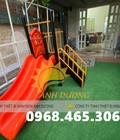 Cầu trượt máng đôi trẻ em, cầu trượt trẻ em 2 máng nhựa 