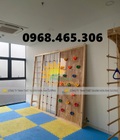 Cầu trượt thang leo gỗ mầm non, thang leo gỗ liên hoàn trẻ em 