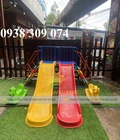 Cầu trượt đôi 2 máng song song, cầu trượt máng đôi composite 