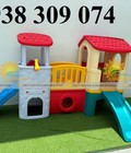 Cầu trượt liên hoàn 2 khối nhà mầm non, xe chòi chân mầm non, xe chòi chân ô tô trẻ...