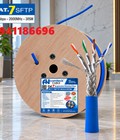 Sẵn kho Cáp mạng CAT7 SFTP chống nhiễu 3 lớp, kháng cháy, chống chuột, màu xanh, dài 305m/cuộn 
