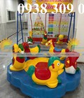 Đu quay mâm có ray cho trẻ mầm non, xích đu 3 con giống trẻ em 