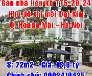 8 Bán nhà liền kề số TT5-2B -24 Khu đô thị mới Đại Kim, Quận Hoàng Mai, 72m2 giá 13.9 tỷ