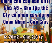 3 Chính chủ bán CHTT nhà A5 ngõ 68 Quan Nhân, Trung Hòa, Cầu Giấy 70m2 giá 2.6 tỷ