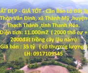 Đất đẹp - giá tốt - cần bán lô đất tại xã thành mỹ ,huyện thạch thành, tỉnh thanh hóa