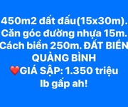 Lô đất biển ngư thuỷ 450m2  15x30m  Đất đấu. cách chợ nam tiến tầm 80m. Cách biển tầm 250m. Giá SẬP