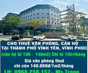 Cho thuê văn phòng, căn hộ tại khai quang thành phố vĩnh yên, vĩnh phúc