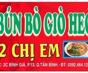 Sang nhượng quán bún bò giò heo 2 chị em ở quận tân bình   hồ chí minh