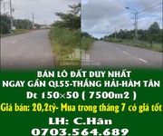 Bán lô đất 7500m2 duy nhất ngay gần ql55-thắng hải-hàm tân