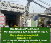 Bán nhà mặt phố 87,5m2 mặt tiền đường 379, tăng nhơn phú a