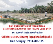 Bán đất mặt tiền sổ hồng riêng giá tốt nhất khu vực tam phước-long điền