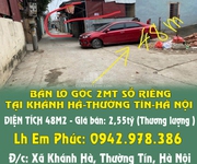 Chính chủ bán lô góc 2mt sổ riêng duy nhất khánh hà-thường tín