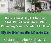 Bán nhà 3 mặt thoáng mặt phố điện biên phủ, phường vĩnh ninh, tp huế