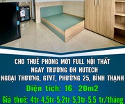 Cho thuê phòng mới full nội thất ngay trường đh hutech, ngoại thương, gtvt