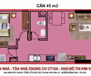 2 Chính chủ cần bán căn hộ 1 ngủ 45m, hướng đông Nam, đã có sổ đỏ tại chung cư CT12A KDT Kim Văn Kim L