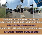 Sở hữu ngay 361m2 đất giá cực tốt nằm tại trung tâm chợ liên khu 1-2-3 vĩnh lộc b