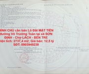 Chính chủ cần bán lô đất mặt tiền đường võ trường toản tại xã sơn định - chợ lách - bến tre