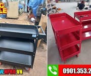 Xe đẩy dụng cụ 3 ngăn - màu đen, đỏ