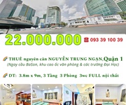 4 22 triệu: thuê nguyên căn quận 1 nguyễn trung ngạn cầu ba son- 3 tầng 3 phòng ngủ 3wc full nội thất