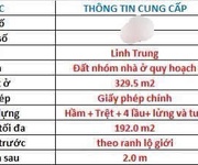 2 Bán đất mặt tiền đường linh trung.tp thủ đức. hồ chí minh 330m2 7.2x53  đất nở hậu phong thủy giá
