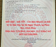 Đất đẹp - giá tốt - cần bán nhanh lô đất vị trí đắc địa tại xã ngọc thanh, tp phúc yên, vĩnh phúc