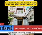 Bán nhà mới-đẹp phú thọ hòa q.tân phú 72m , 4tầng, 7.25 tỷ
