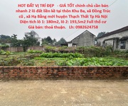 Hot đất vị trí đẹp   - giá tốt chính chủ cần bán nhanh 2 lô đất liền kề tại huyện thạch thất, tp hà