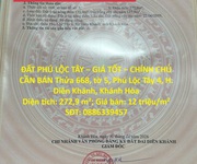 Đất phú lộc tây   giá tốt   chính chủ cần bán thửa 668, tờ 5, phú lộc tây 4, h. diên khánh, khánh