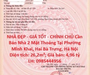 Nhà đẹp - giá tốt - chính chủ cần bán nhà 2 mặt thoáng tại phường minh khai, hai bà trưng, hà nội